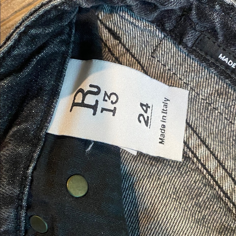 R13 || Kick Fit Raw Hem, Frayed Crop Jeans - Picture 7 of 10
